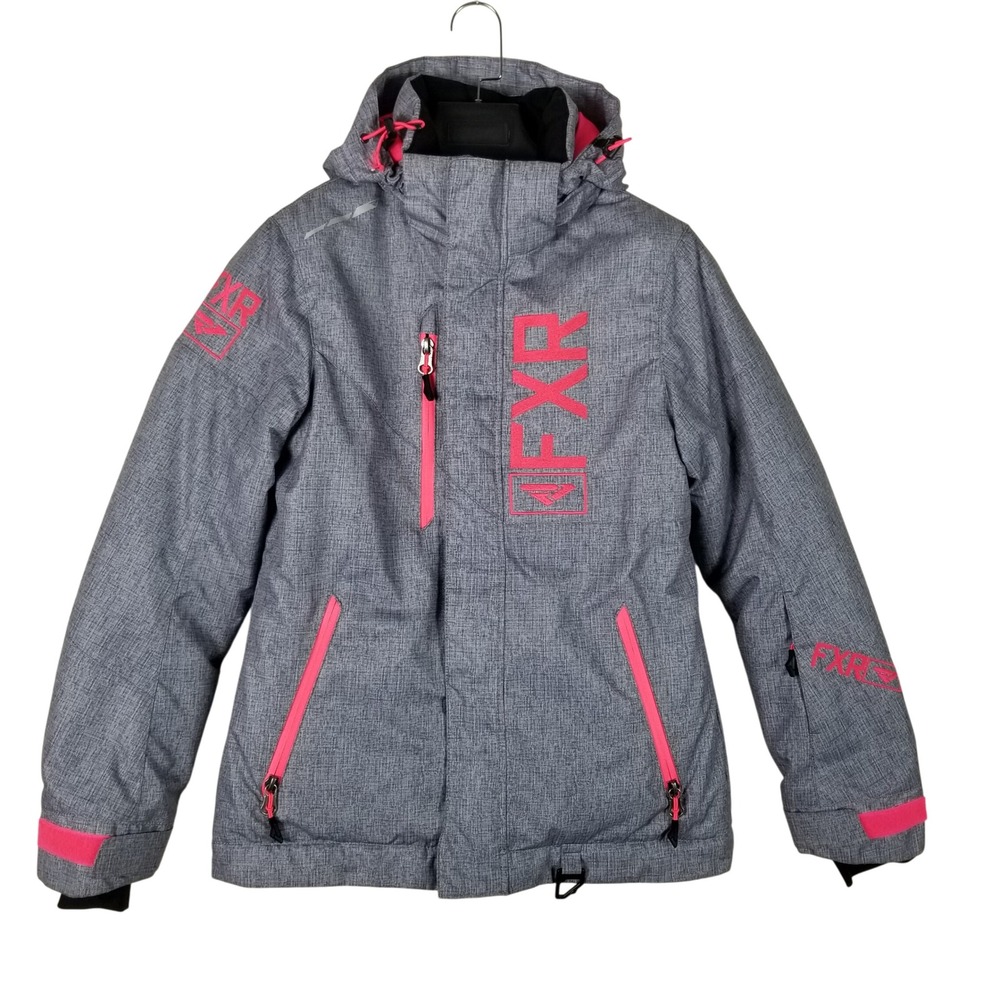 FXR Fresh Jacket Women 4 Grey Pink Insulated Hooded Snowboard Ski Coat RN119043